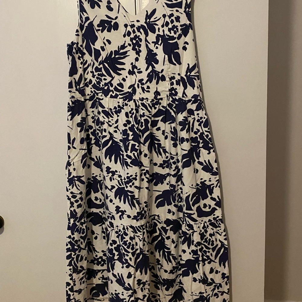 Magaschoni Floral Sleeveless Dress in Blue and White